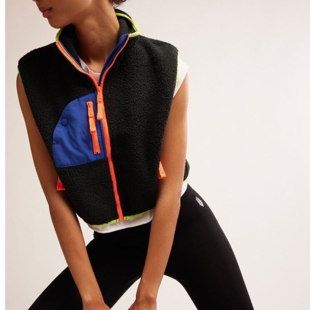 Free People Black Vest with Blue and Neon Highlights - Picture 4 of 16